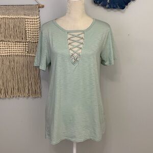 Socialite pastel green with lace up front NWT
